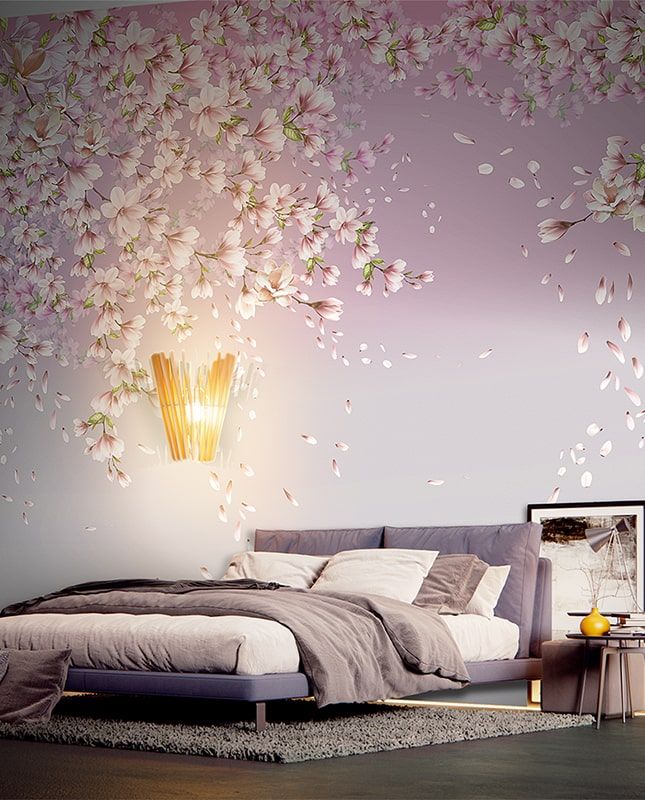 Фреска Графика Ветви цветущий магнолии. Цветы. ag0321