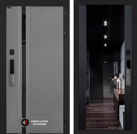 Входная дверь Пиано Смарт 2.0 с зеркалом (тонированное) Максимум