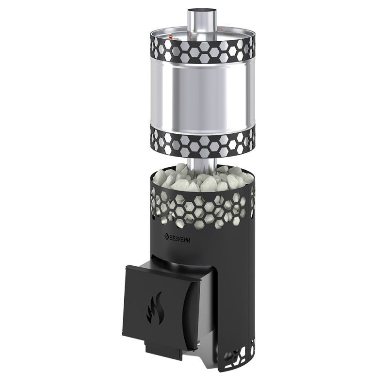 Печь для бани Везувий "Чёрная Пчёлка" INOX с баком