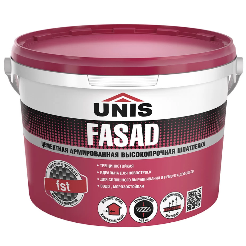 Шпаклевка цементная Unis Fasad базовая серая 5 кг