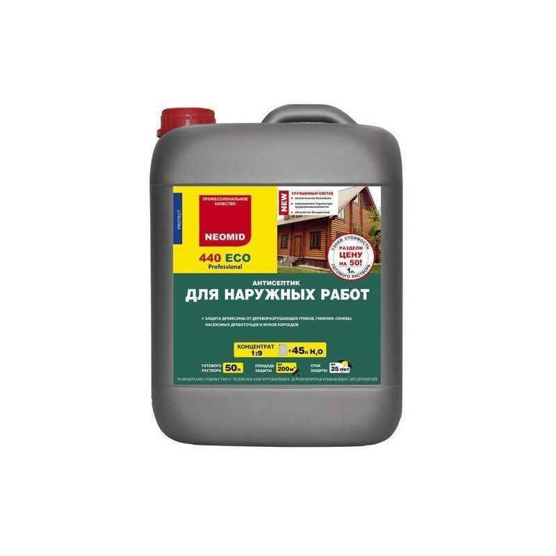 Антисептик для наружных работ neomid 440 Eco, 5л.