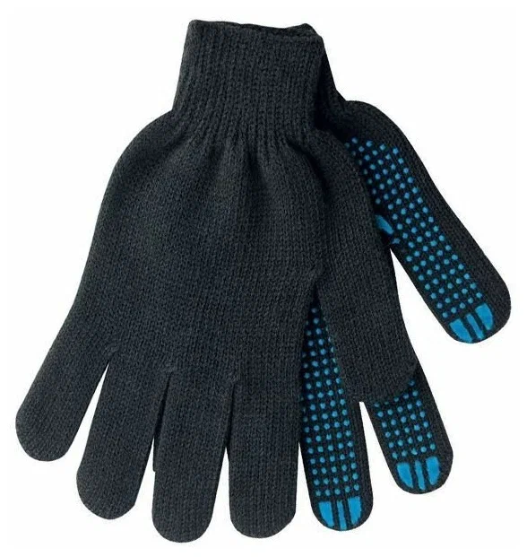 Перчатки с ПВХ 5 нитей 10 точка, черные