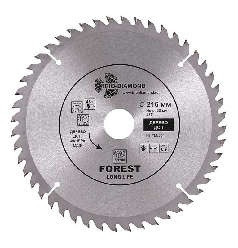 Диск пильный TRIO-DIAMOND серия Forest 216*48T*30/20 mm
