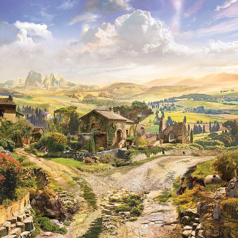 Фреска Старая провинциальная деревушка