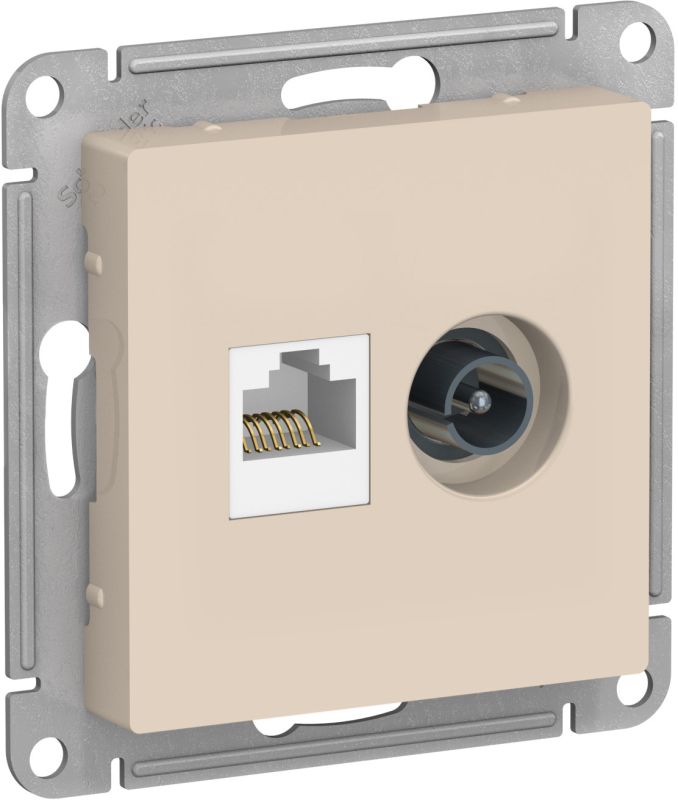 Atlas Design розетка двойная комп+ТВ, RJ45+TV, кат.5E, механизм (бежевый)
