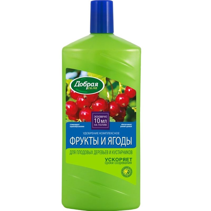 Удобрение органо-минеральное жидкое для плодовых деревьев и кустарников Добрая сила 1 л