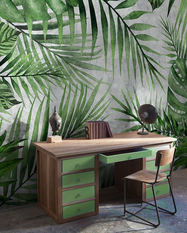 Фреска Графика Тропический лес. Старая стена.  ag0367