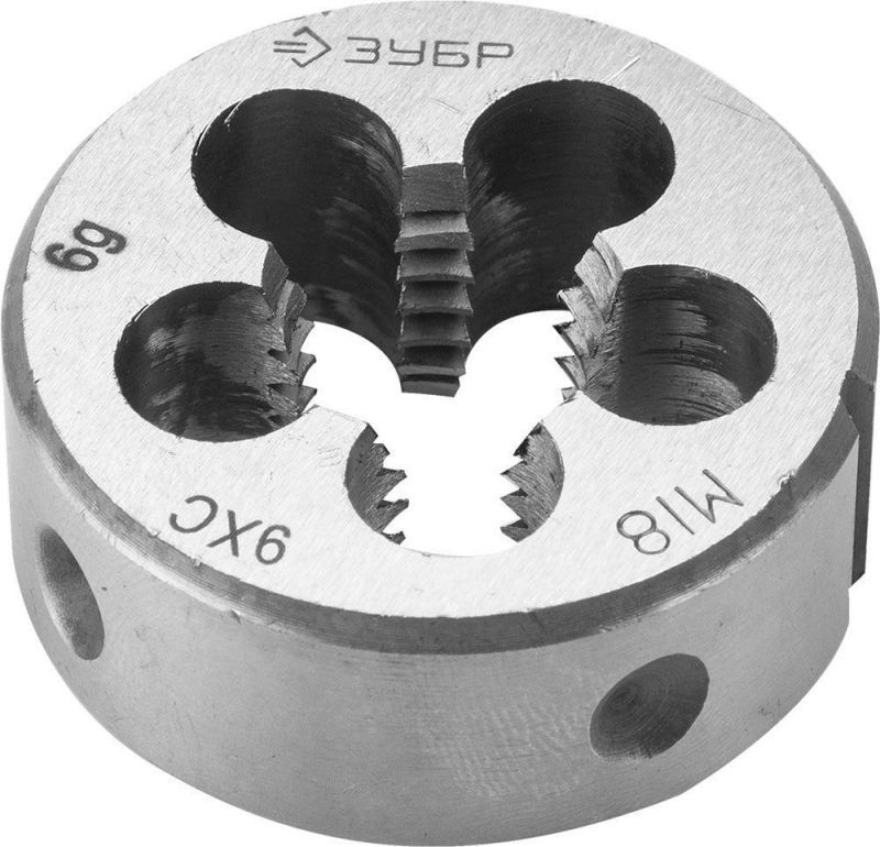 Плашка ЗУБР "МАСТЕР" круглая ручная для нарезания метрической резьбы, мелкий шаг, М18 x 2,0