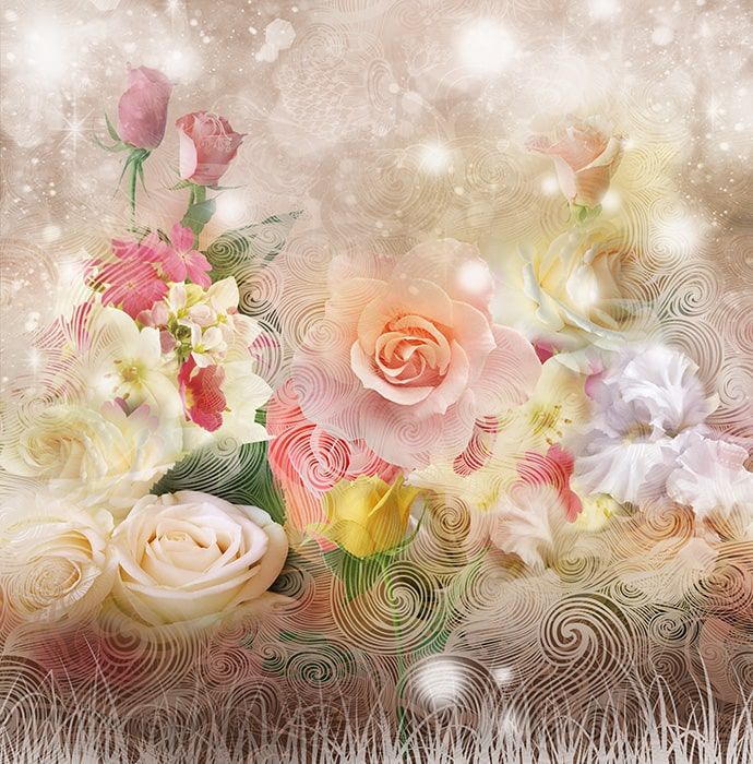 Фреска Графика Цветочная фантазия. Коллаж.  240