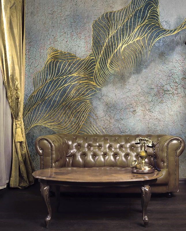 Фреска Графика Абстракция. Лофт. Старая стена. Струны. ag0212