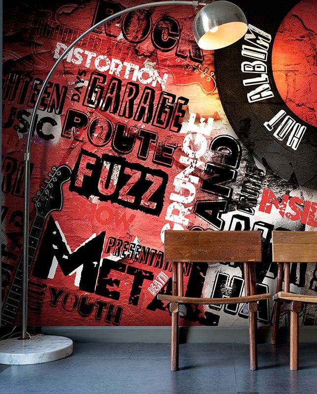 Фреска Графика В мире музыки. Коллаж. Лофт. ag0233