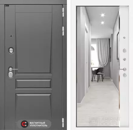 Входная дверь Платинум с зеркалом Панорама