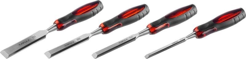 Набор MIRAX: Стамески с двухкомпонентной прозрачной рукояткой в блистере, 4шт
