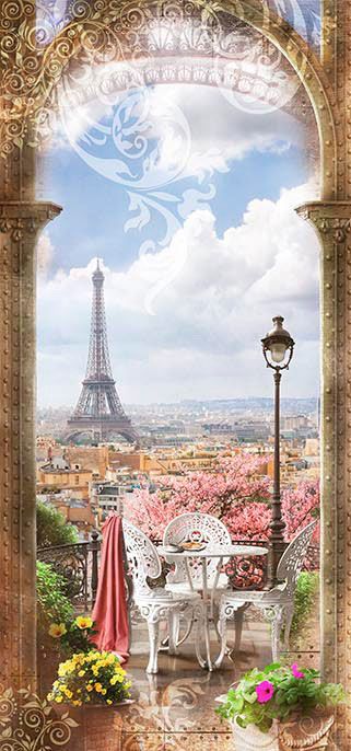 Фреска Парижский балкон с цветами