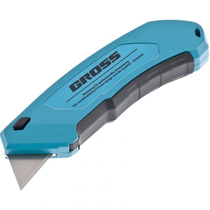 Нож 130 мм, алюм. корпус, выдв. трапец. лезвие 18 мм (SK-5), клипса для ремня + 4 лезвия// Gross