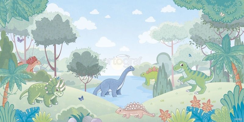 Фреска Страна динозавров Art.34363