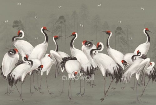 Фреска Белые журавли-2