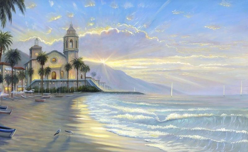 Фреска Морской прибой на закате