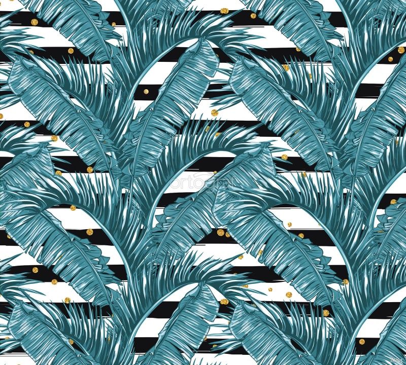 Фреска Пальмовые листья и черные полоски Art.30201