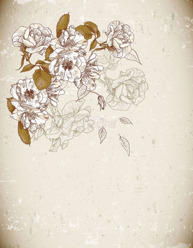 Фреска Цветы на бежевом фоне Art.30774