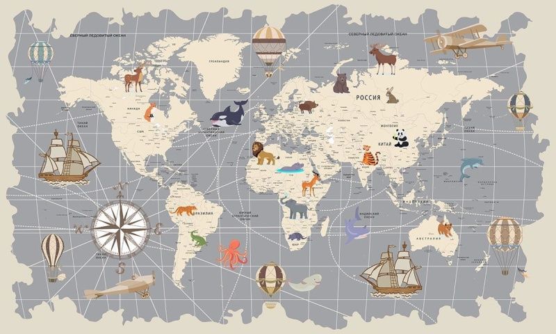 Фреска Сюжеты Карта мира арт. r_116