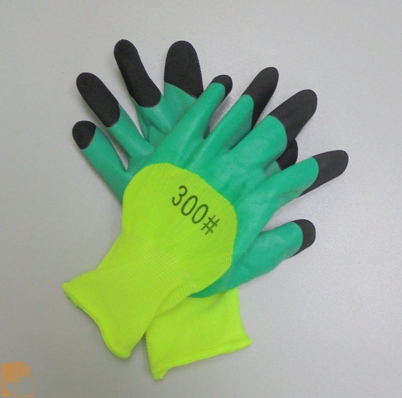 Перчатки нейлоновые с вспененым полиуретаном "Ноготки" 3/4 салатово-зеленые