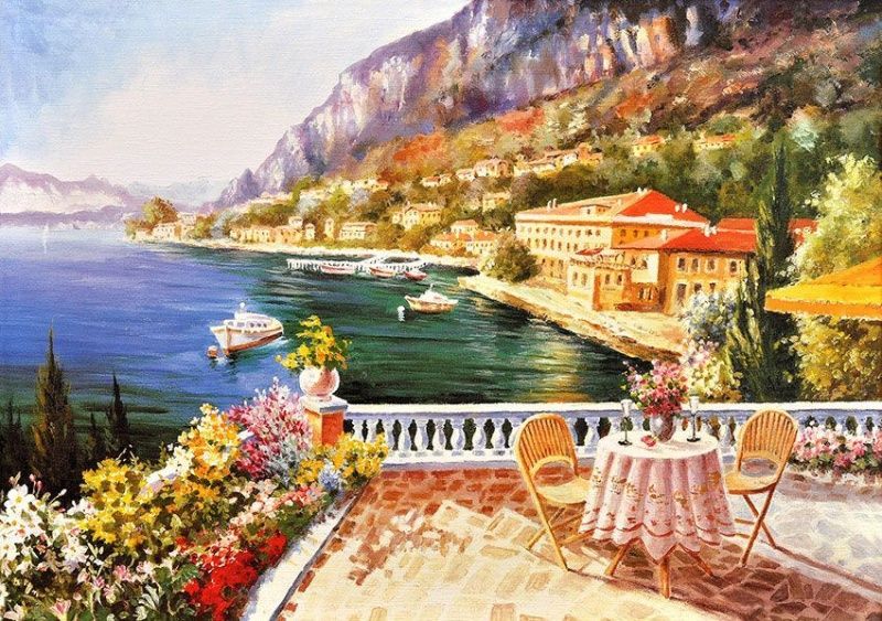 Фреска Завтрак на террасе с видом на море