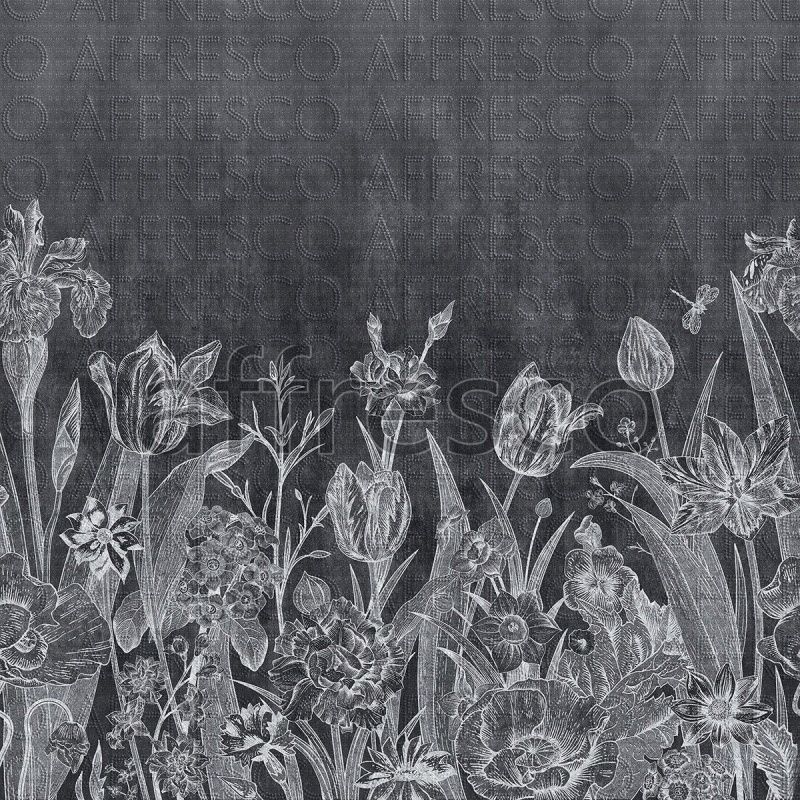 Фреска Монохромные цветы, арт. ID136334