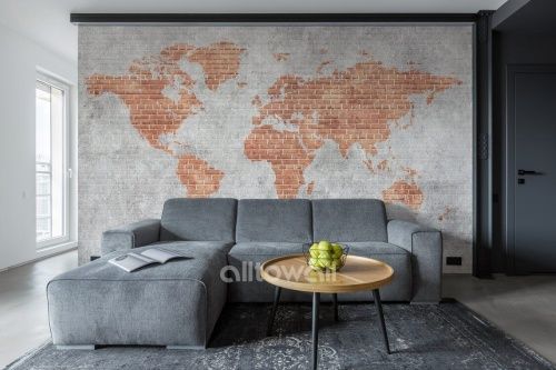 Фреска Кирпичная карта мира