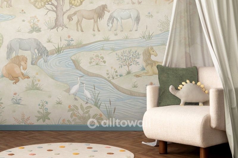 Фреска Лошади на лугу-1