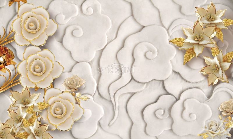 Фреска Керамические цветы Art.30737