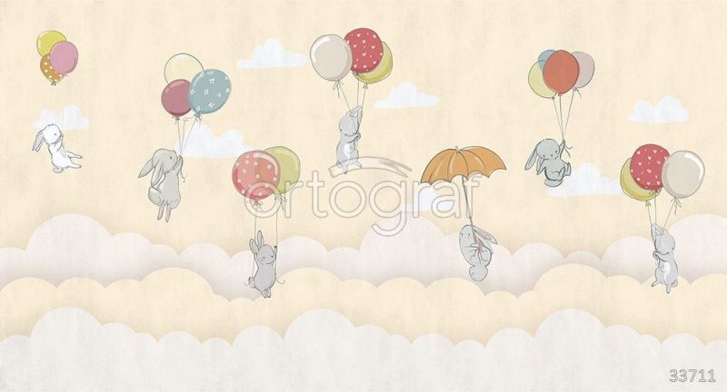Фреска Зайки в облаках Art.33711