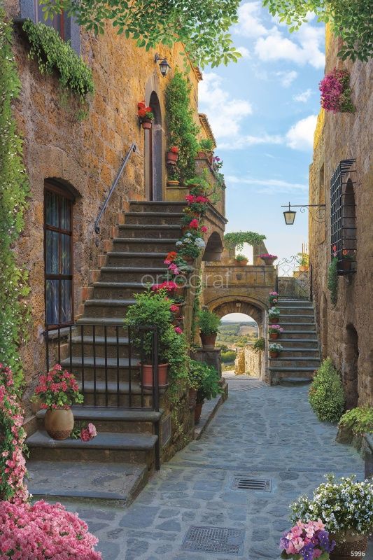 Фреска Тенистая улочка с аркой Art.5996