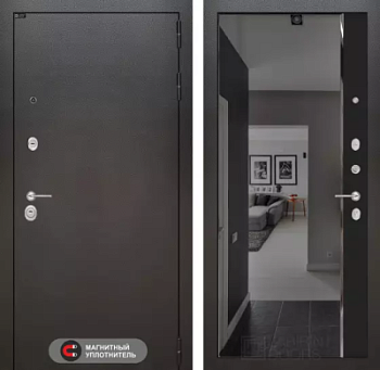 Входная дверь Сильвер с зеркалом Панорама с тонировкой