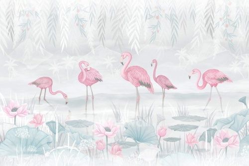 Фреска Фламинго на озере