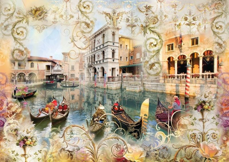 Фреска Венецианский пейзаж в орнаменте