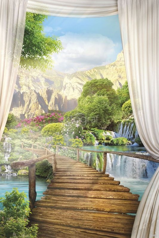 Фреска Мост к водопаду  Art.30462