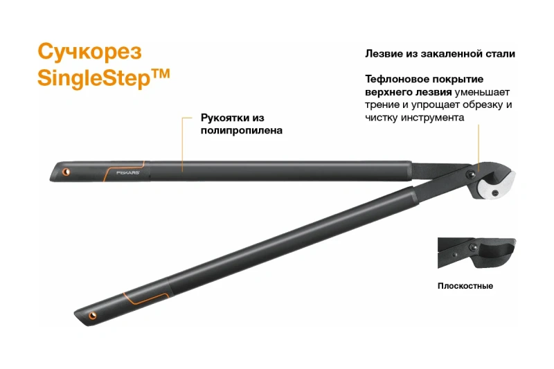 Большой плоскостной сучкорез Fiskars L 38 1001426 (112460) с загнутыми лезвиям