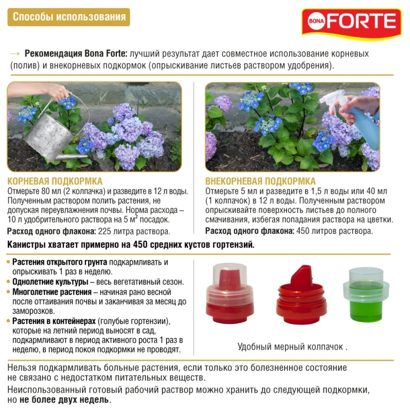 Удобрение минеральное жидкое для голубых гортензий Bona Forte 1,5 л