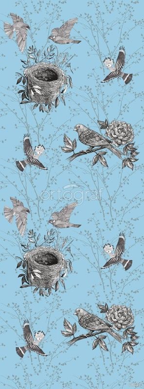 Фреска Птичьи гнезда на голубом фоне Art.30237