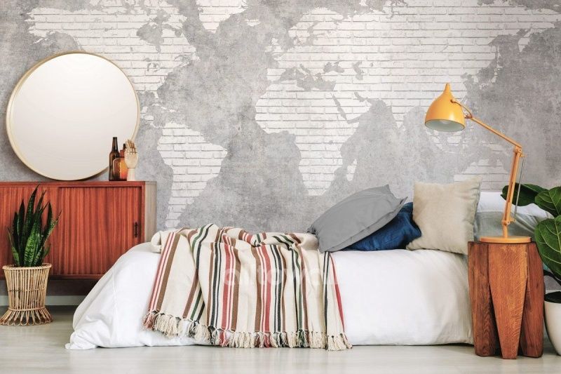 Фреска Кирпичная карта мира-2