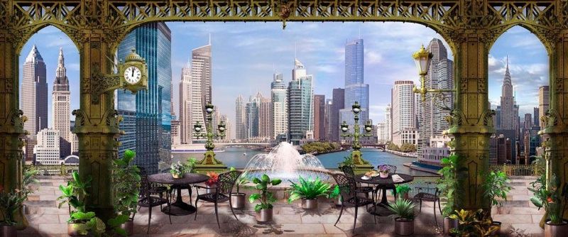 Фреска Балкон с видом на небоскребы