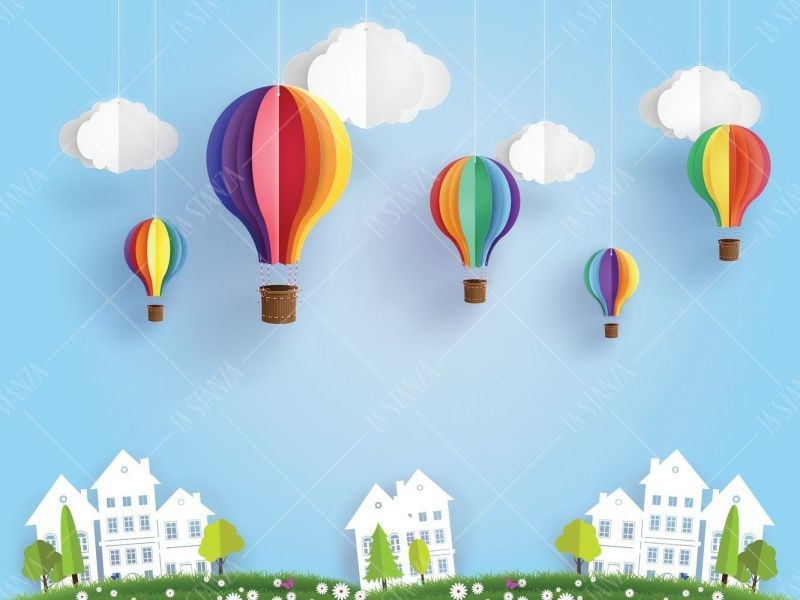 Фреска Бумажные воздушные шары и белые домики