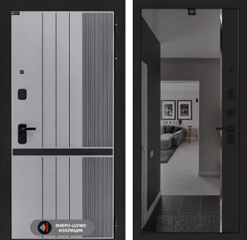 Входная дверь Скайлаб с зеркалом Панорама с тонировкой