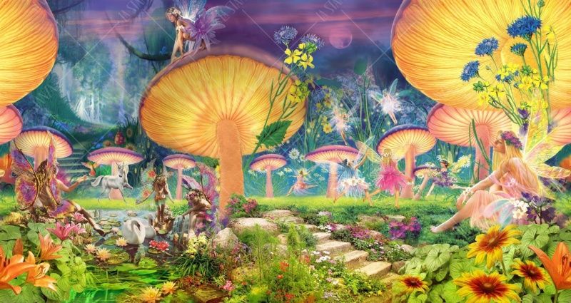 Фреска Панно грибы и феи