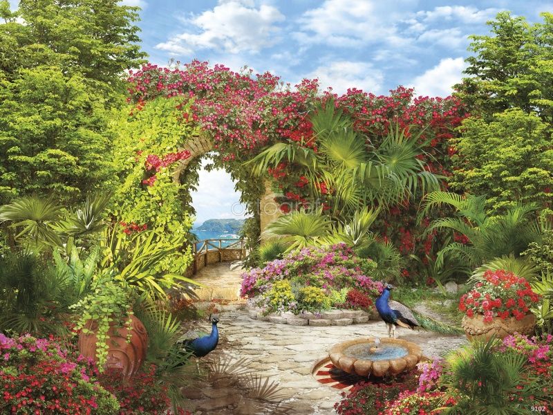 Фреска Приморский сад с фонтаном Art.9102