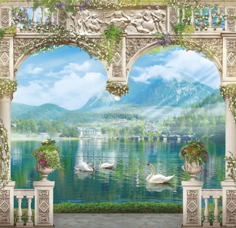 Фреска Лебеди на озере Art.33195
