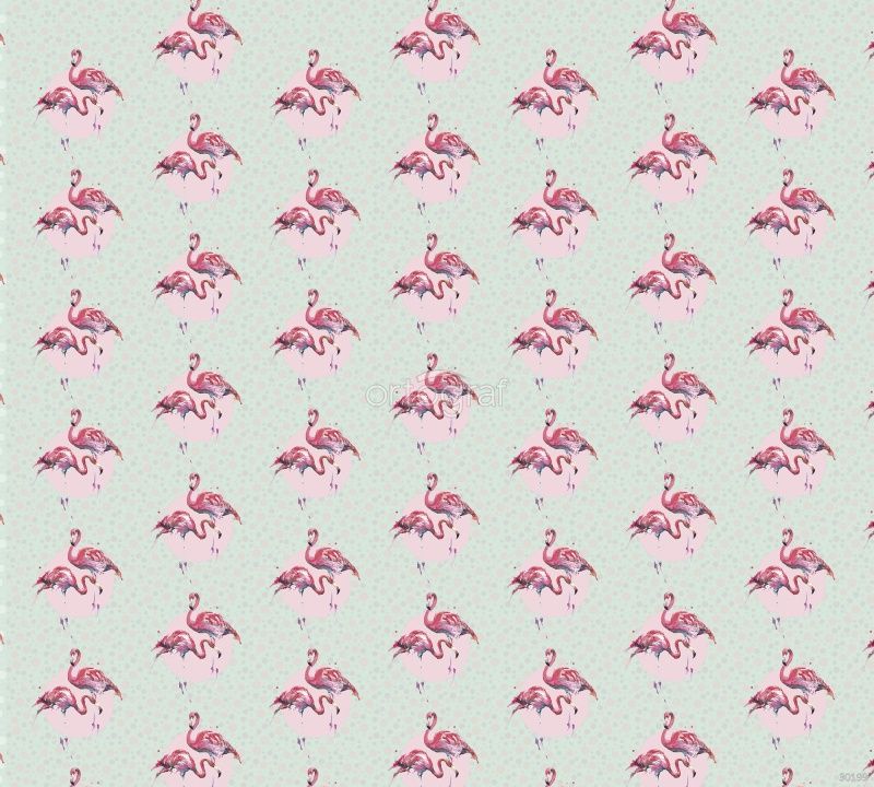 Фреска Розовое фламинго на салатовом фоне Art.30199