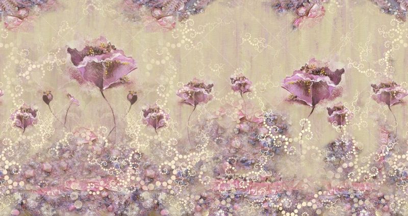 Фреска Орнамент с сиреневыми цветами