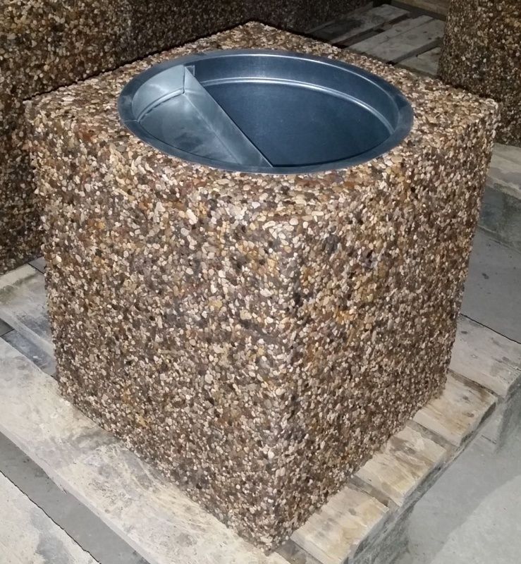 Урны бетонные уличные Квадро
 (фактура московский гравий)